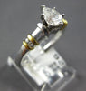 ESTATE 0.91CT PEAR SHAPE & BAGUETTE DIAMOND 18KT 2 TONE GOLD 3D ENGAGEMENT RING