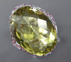 12.35CT AAA LEMON QUARTZ & PINK SAPPHIRE 14KT WHITE GOLD OVAL FILIGREE FUN RING