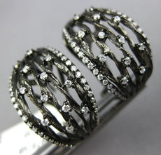 WIDE .60CT DIAMOND 14KT BLACK GOLD 3D MULTI ROW ETOILE CLIP ON HANGING EARRINGS