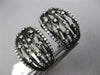 WIDE .60CT DIAMOND 14KT BLACK GOLD 3D MULTI ROW ETOILE CLIP ON HANGING EARRINGS