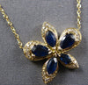 1.17CT DIAMOND & AAA SAPPHIRE 14KT YELLOW GOLD 3D FLOWER BUTTERFLY FUN NECKLACE