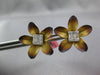 LARGE .40CT DIAMOND 18KT 2 TONE GOLD 3D CLASSIC ROSE FLOWER SQUARE STUD EARRINGS
