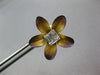 LARGE .40CT DIAMOND 18KT 2 TONE GOLD 3D CLASSIC ROSE FLOWER SQUARE STUD EARRINGS