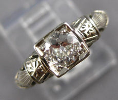 ANTIQUE ART DECO .30CT OLD MINE DIAMOND 18KT WHITE GOLD ENGAGEMENT RING #27193