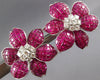 EXTRA LARGE 39.5CT DIAMOND & AAA RUBY PLATINUM FLOWER CLIP ON HANGING EARRINGS