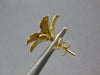 LARGE .40CT DIAMOND 18KT 2 TONE GOLD 3D CLASSIC ROSE FLOWER SQUARE STUD EARRINGS