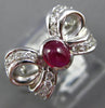 ESTATE .87CT DIAMOND & AAA RUBY PLATINUM 3D OVAL CLASSIC FUN BOW RING