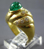 ESTATE WIDE 1.96CT DIAMOND & AAA EMERALD 14KT YELLOW GOLD 3D CABOCHON FUN RING