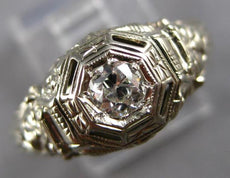 ANTIQUE ART DECO .36CT OLD MINE DIAMOND 18K WHITE GOLD 3D ENGAGEMENT RING #27191