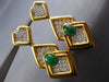 EXTRA LARGE 7.56CT DIAMOND & AAA EMERALD 18KT 2 TONE GOLD OVAL HANGING EARRINGS