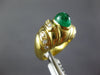 ESTATE WIDE 1.96CT DIAMOND & AAA EMERALD 14KT YELLOW GOLD 3D CABOCHON FUN RING
