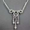 ESTATE 0.92CT DIAMOND 18KT WHITE GOLD FILIGREE MILGRAIN BOW CHANDELIER NECKLACE