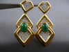 EXTRA LARGE 7.56CT DIAMOND & AAA EMERALD 18KT 2 TONE GOLD OVAL HANGING EARRINGS