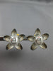 LARGE .47CT DIAMOND 18KT 2 TONE GOLD 3D CLASSIC ROSE FLOWER OVAL STUD EARRINGS