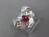 ESTATE .87CT DIAMOND & AAA RUBY PLATINUM 3D OVAL CLASSIC FUN BOW RING