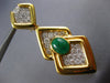 EXTRA LARGE 7.56CT DIAMOND & AAA EMERALD 18KT 2 TONE GOLD OVAL HANGING EARRINGS