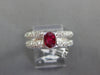 WIDE 1.60CT DIAMOND & AAA RUBY 18K WHITE GOLD 3D OVAL & ROUND BEZEL PROMISE RING