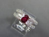 WIDE 1.60CT DIAMOND & AAA RUBY 18K WHITE GOLD 3D OVAL & ROUND BEZEL PROMISE RING