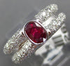 WIDE 1.60CT DIAMOND & AAA RUBY 18K WHITE GOLD 3D OVAL & ROUND BEZEL PROMISE RING