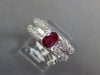 WIDE 1.60CT DIAMOND & AAA RUBY 18K WHITE GOLD 3D OVAL & ROUND BEZEL PROMISE RING
