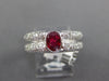 WIDE 1.60CT DIAMOND & AAA RUBY 18K WHITE GOLD 3D OVAL & ROUND BEZEL PROMISE RING