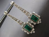 ANTIQUE EXTRA LARGE 6.36CT DIAMOND & AAA EMERALD 18K WHITE GOLD HANGING EARRINGS