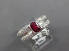 WIDE 1.60CT DIAMOND & AAA RUBY 18K WHITE GOLD 3D OVAL & ROUND BEZEL PROMISE RING