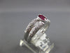 WIDE 1.60CT DIAMOND & AAA RUBY 18K WHITE GOLD 3D OVAL & ROUND BEZEL PROMISE RING