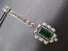 ANTIQUE EXTRA LARGE 6.36CT DIAMOND & AAA EMERALD 18K WHITE GOLD HANGING EARRINGS