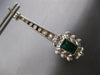 ANTIQUE EXTRA LARGE 6.36CT DIAMOND & AAA EMERALD 18K WHITE GOLD HANGING EARRINGS