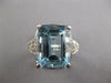 EXTRA LARGE 11.62CT DIAMOND & AAA AQUAMARINE 18K WHITE GOLD EMERALD CUT FUN RING