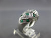 WIDE 1.7CT DIAMOND & AAA EMERALD 14K WHITE GOLD ROUND & PRINCESS INTERWOVEN RING