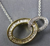 .54CT DIAMOND 14KT 2 TONE GOLD 3D ROUND & BAGUETTE DOUBLE OVAL LOVE KNOT PENDANT