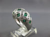 WIDE 1.7CT DIAMOND & AAA EMERALD 14K WHITE GOLD ROUND & PRINCESS INTERWOVEN RING