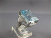 EXTRA LARGE 11.62CT DIAMOND & AAA AQUAMARINE 18K WHITE GOLD EMERALD CUT FUN RING
