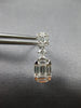 1.07CT DIAMOND 18KT WHITE GOLD CLUSTER INVISIBLE OVAL & SQUARE HANGING EARRINGS