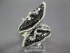 LARGE 3.09CT WHITE & BLACK DIAMOND 14KT WHITE GOLD DOUBLE LEAF CRISS CROSS RING