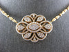 EXTRA LARGE 2.97CT DIAMOND 18KT ROSE GOLD 3D FLOWER OPEN FILIGREE FUN NECKLACE