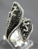 LARGE 3.09CT WHITE & BLACK DIAMOND 14KT WHITE GOLD DOUBLE LEAF CRISS CROSS RING