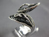 LARGE 3.09CT WHITE & BLACK DIAMOND 14KT WHITE GOLD DOUBLE LEAF CRISS CROSS RING