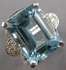 EXTRA LARGE 11.62CT DIAMOND & AAA AQUAMARINE 18K WHITE GOLD EMERALD CUT FUN RING