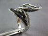 LARGE 3.09CT WHITE & BLACK DIAMOND 14KT WHITE GOLD DOUBLE LEAF CRISS CROSS RING
