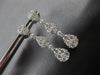 1.57CT DIAMOND 18KT WHITE GOLD 3D CLUSTER INVISIBLE TEAR DROP HANGING EARRINGS