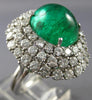 EXTRA LARGE 10.09CT DIAMOND & AAA CABOCHON EMERALD PLATINUM OVAL COCKTAIL RING