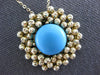 3.39CT AAA TURQUOISE 14K YELLOW GOLD FLOWER DIAMOND CUT BY THE YARD FUN NECKLACE