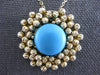 3.39CT AAA TURQUOISE 14K YELLOW GOLD FLOWER DIAMOND CUT BY THE YARD FUN NECKLACE