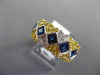ESTATE WIDE 2.37CT DIAMOND & AAA BLUE & YELLOW SAPPHIRE 18K 2 TONE GOLD FUN RING