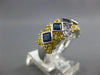 ESTATE WIDE 2.37CT DIAMOND & AAA BLUE & YELLOW SAPPHIRE 18K 2 TONE GOLD FUN RING