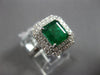 LARGE 2.01CT DIAMOND & AAA EMERALD 18K WHITE GOLD 3D DOUBLE HALO ENGAGEMENT RING
