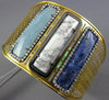 LARGE 31.51CT DIAMOND & AAA MULTI GEM 18KT YELLOW GOLD MESH FUN BANGLE BRACELET
